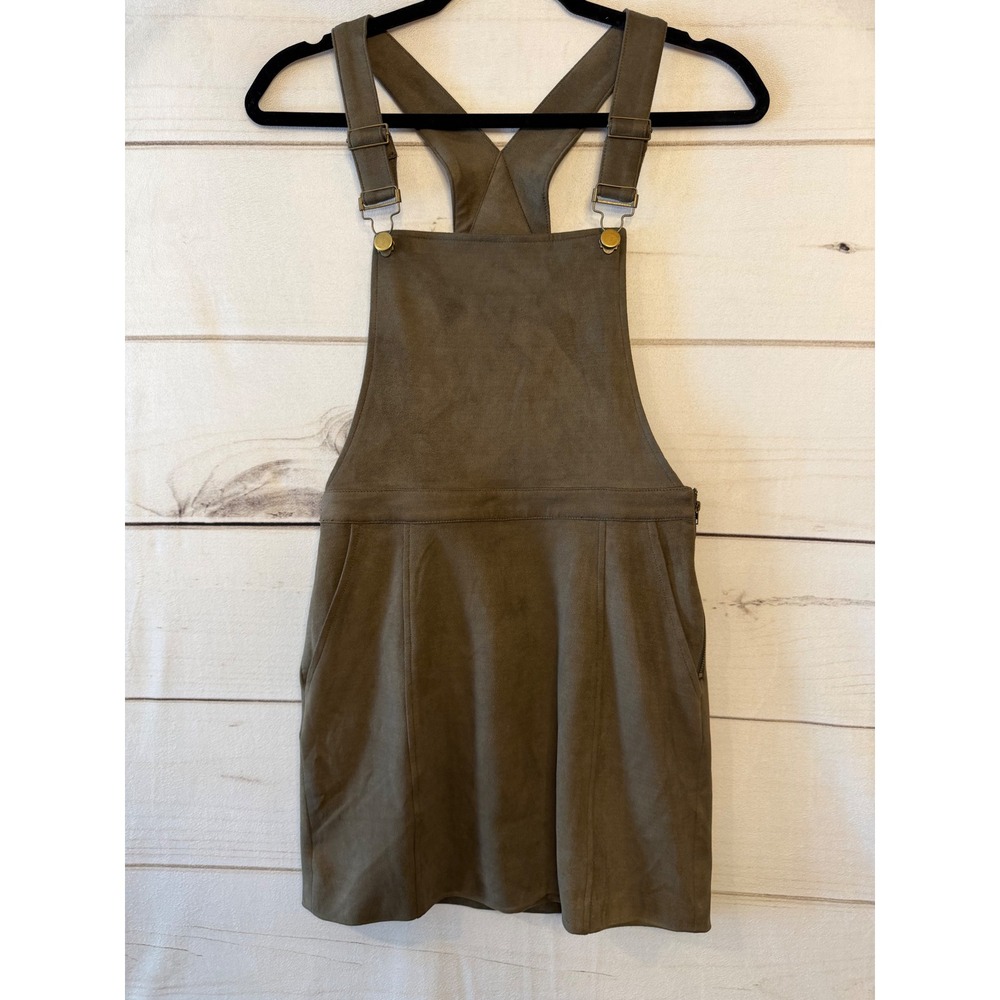 Kittenish Olive Suede‎ Mini Overall Dress Size S